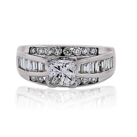 14k White Gold Princess Cut 0.95ct Diamond Engagement Ring