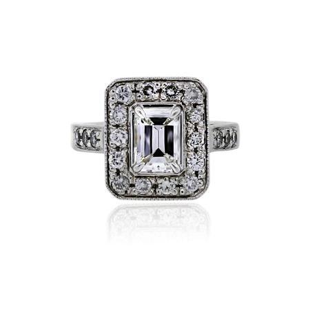 Emerald Cut Halo Ring