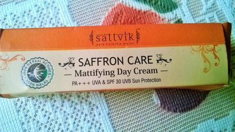 Sattvik Organics Saffron Care Mattifying Day Cream Review