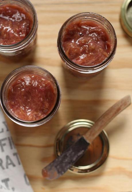 Rhubarb Compote in Jars