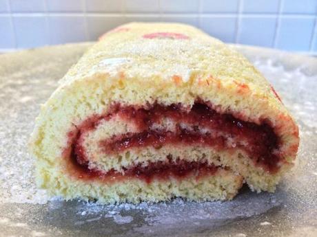 strawberry swiss roll tightly rolled homemade jam gbbo