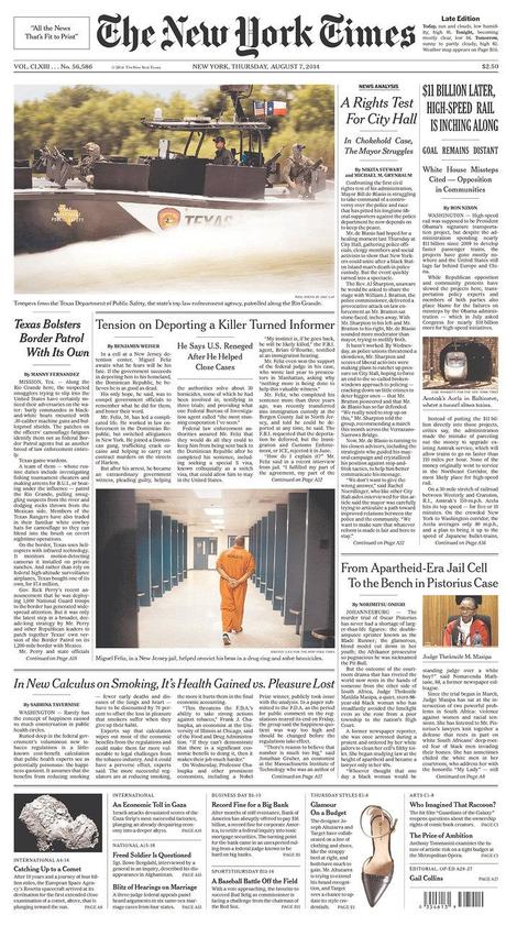 The newly evolved print front page of American newspapers