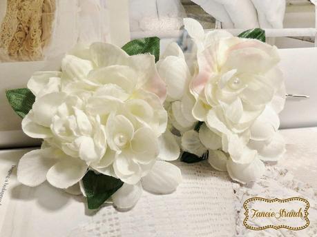 <White and Ivory bridal Hair Flower Set by FancieStrands on Etsy alt=