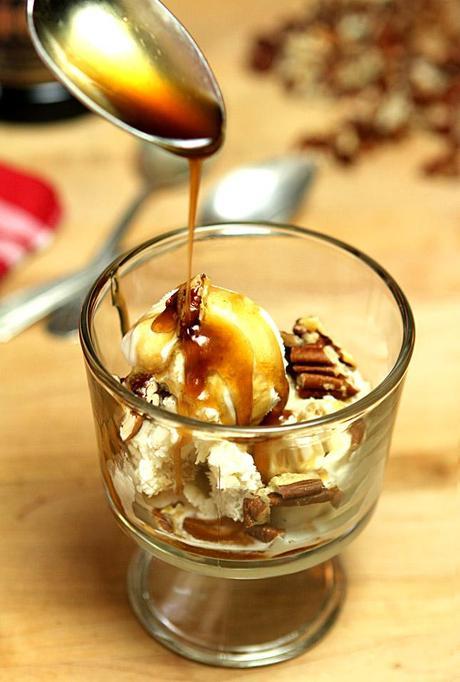 Bananas Foster Ice Cream with a Rum Drizzle and Toasted Pecans Bananas Foster Ice Cream with a Rum Drizzle and Toasted Pecans