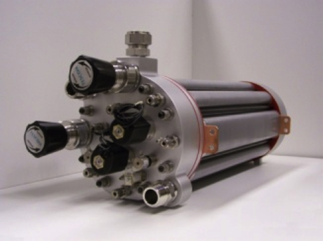 A model of a 3-kilowatt fuel cell that could be used for deep space power applications.