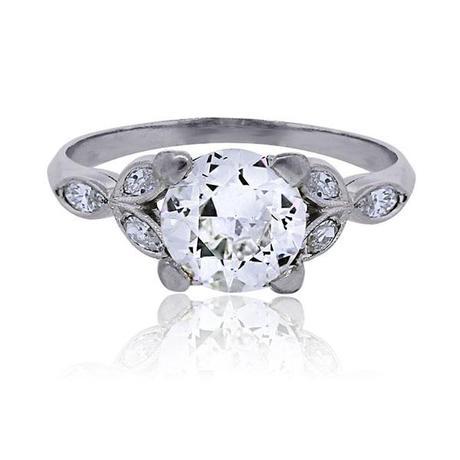Platinum Floral Mounting Round Brilliant 1.19ct Diamond Ring