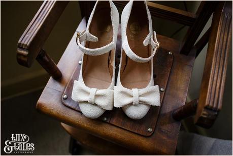 Brides shoes detail wedding photography Althrincham back garden wedding 