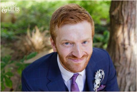 Groom portraits altrincham outdoor back garden wedding