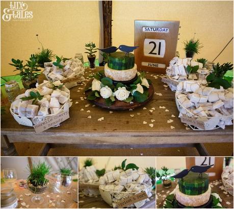 Woodland themed wedding details with rabbits owls succulents and wood at Altrincham wedding Tux & Tales Photography