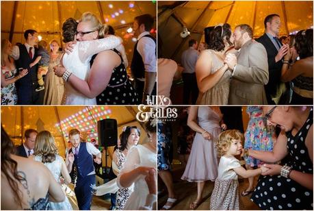 Party & dancinge at a tipi wedding in the back garden in Altrincham