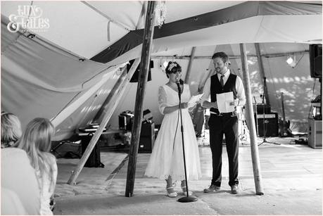 Bride & groom speech at tipi wedding in Altrincham Tux & Tales Photography 