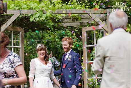 Confetti in back garden wedding in Altrincham