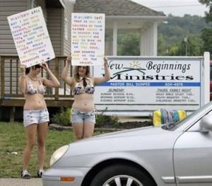 Strippers Protest Church