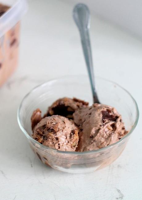 Chocolate Ice Cream with Peanut Butter Cookie Dough & Fudge Swirls | from Bakerita.com