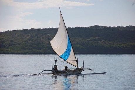 Indonesia outrigger sailing canoe bali fisherman