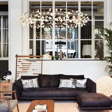 sculptural pendant fixture designed to resemble a floral crown