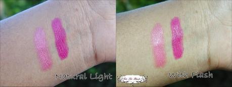 Maybelline Colorshow Lipsticks in Fuchsia Flare and Crushed Candy-Review,Swatches,LOTD