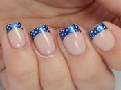 Navy French Tips with White Baby Dots