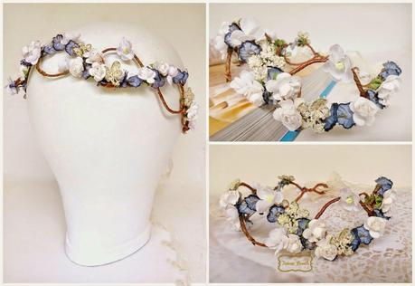 <Bridal Headpiece, Bridal Headband, Flower Crown, Wedding Hair Accessories, Bridal Hair Flowers, Floral Headband Headpiece, Blue Wedding by FancieStrands on Etsy alt=