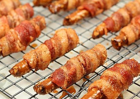 Ottolenghi Tomato Salad and More for a Girls Nite In baon wrapped pretzel rods