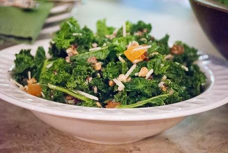 Kale Salad with Quinoa, Parmesan Cheese and Sunflower Seeds