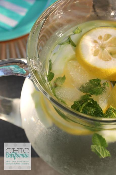 pitcher of water with lemon and mint