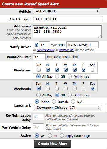 Example Speeding Alert