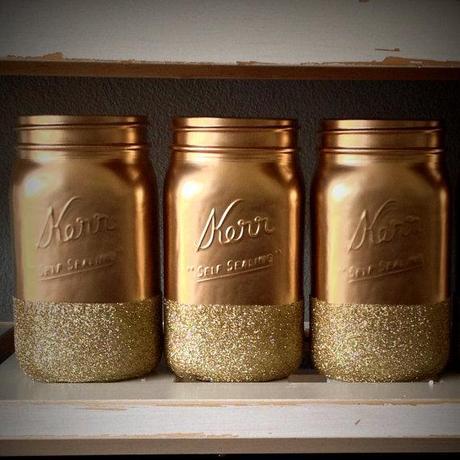 Hand Dipped Gold Glitter Jars