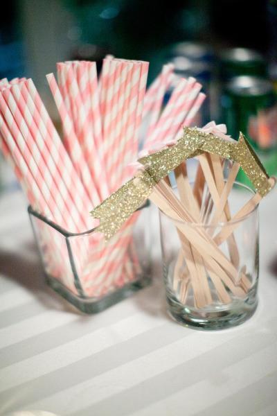 DIY Gold Glitter Drink stirrers