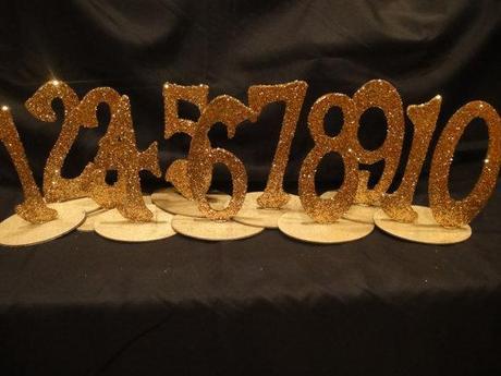Gold Glittered Table Numbers