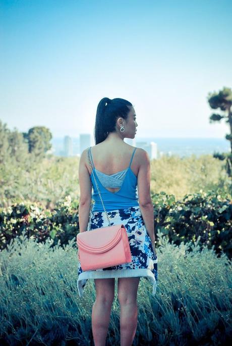 three of something dress lauren cecchi purse townsen floral jacket Beverly Hills view