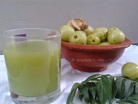 Indian Goosebery (Nellikai) juice /Amla juice with ginger and curry leaves