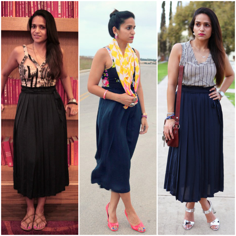Three Ways To Wear A Pleated Skirt, Tanvii.com