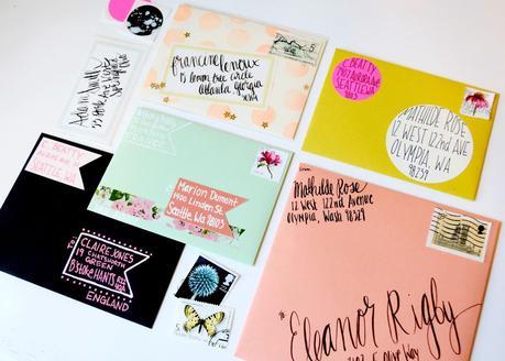 coral, yellow, paper source, hand lettering, fun fonts, gel pen, polka dot, glitter