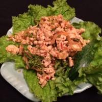 Laab Kai Thai minced chicken salad with roasted glutinous rice