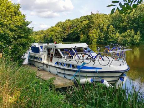 Houseboating along the Mayenne River in France.