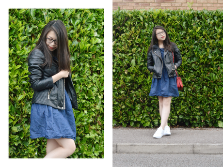 Daisybutter - UK Style and Fashion Blog: what i wore, leather jacket, AW14, Lacoste trainers, Celine Trio red