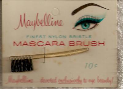 1935...Maybelline products, mounted on a card, and placed on display racks, for easy accessibility,