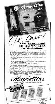 1935...Maybelline products, mounted on a card, and placed on display racks, for easy accessibility,