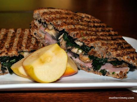 Ham and Swiss Panini with Mushrooms and Kale