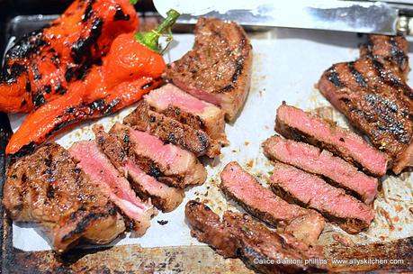 ~jamaicanJerk steak & grilled red poblano pepper~