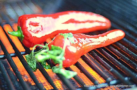 ~jamaicanJerk steak & grilled red poblano pepper~