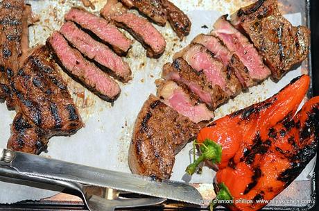 ~jamaicanJerk steak & grilled red poblano pepper~