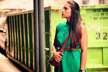 Green Tunic, Cut Offs, Flats, Cross Body Bag, Tanvii.com