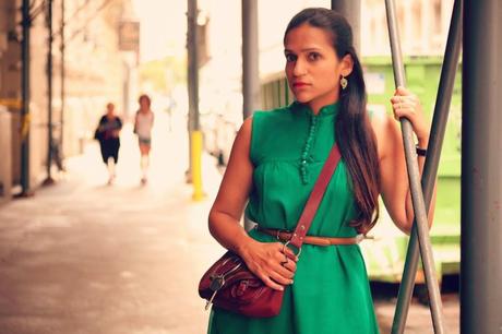 Green Tunic, Cut Offs, Flats, Cross Body Bag, Tanvii.com