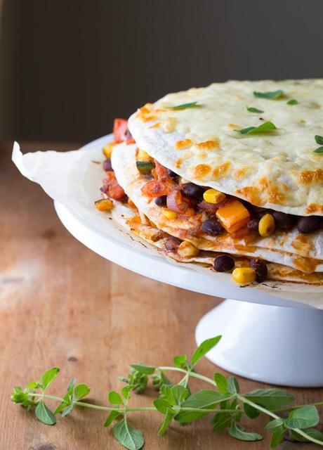 Garden Vegetable & Black Bean Tortilla Stacks