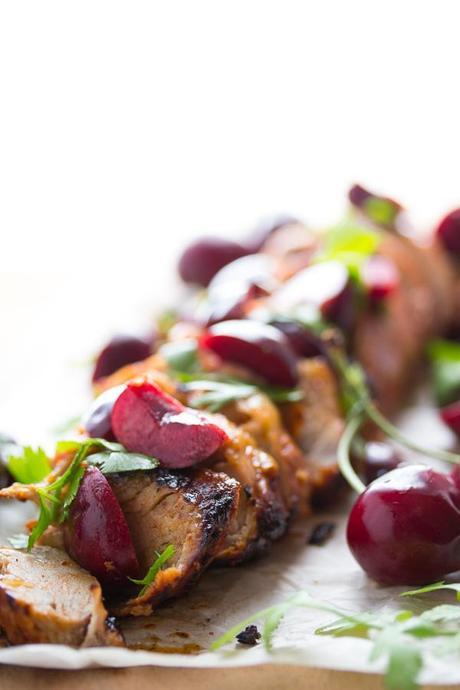 Grilled Chipotle Pork Tenderloin with Fresh Cherry Salsa | sweetpeasandsaffron.com