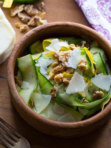 Grilled Zucchini Ribbon Salad with Walnuts & Pecorino tossed in a Zippy Lemon Vinaigrette