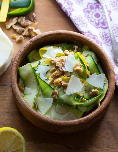 Grilled Zucchini Ribbon Salad with Walnuts & Pecorino tossed in a Zippy Lemon Vinaigrette