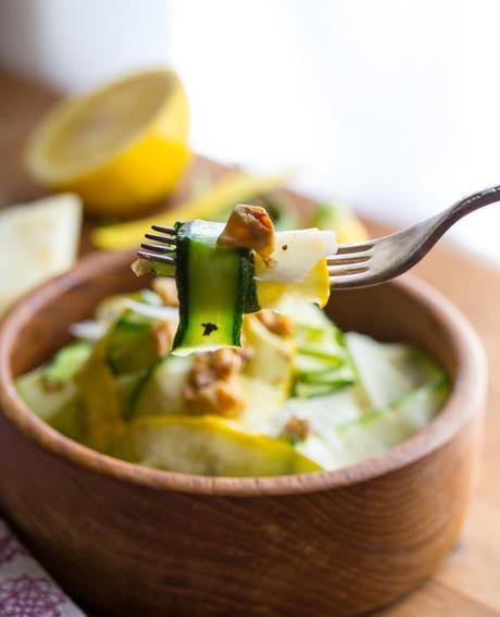 Grilled Zucchini Ribbon Salad with Walnuts & Pecorino tossed in a Zippy Lemon Vinaigrette